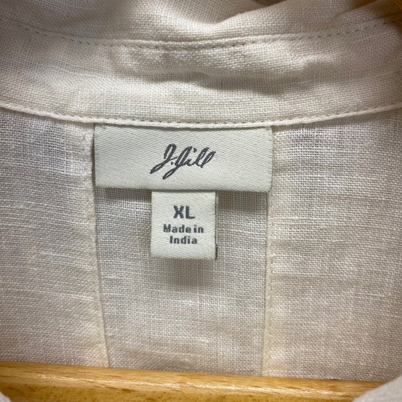 J Jill 100% Linen Button Up Shirt Womens XL Cream Long Sleeve Casual Top - Picture 4 of 10